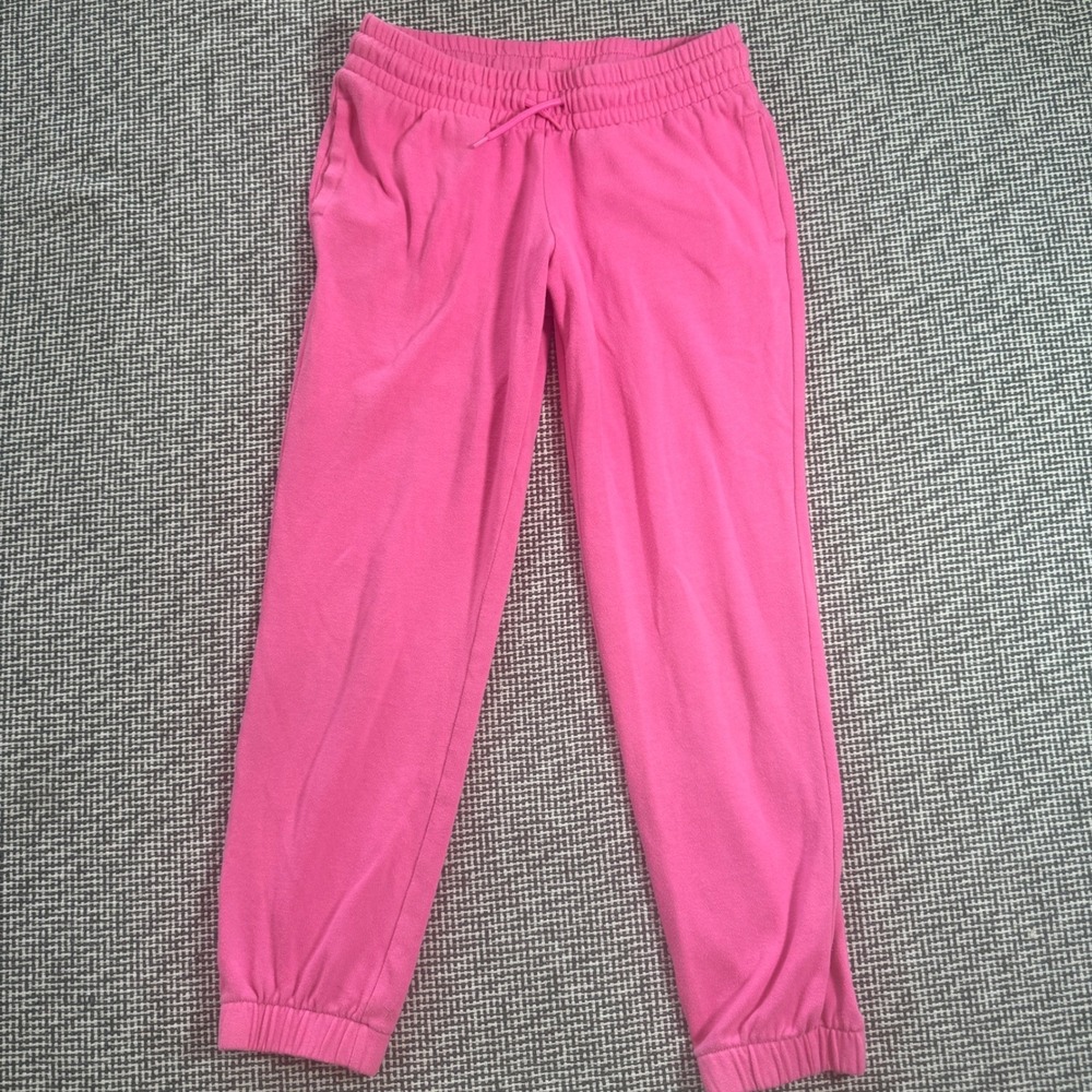 Youth Girls Pink Fleece Jogger Sweatpants Size L 10-12 Drawstring Pocket